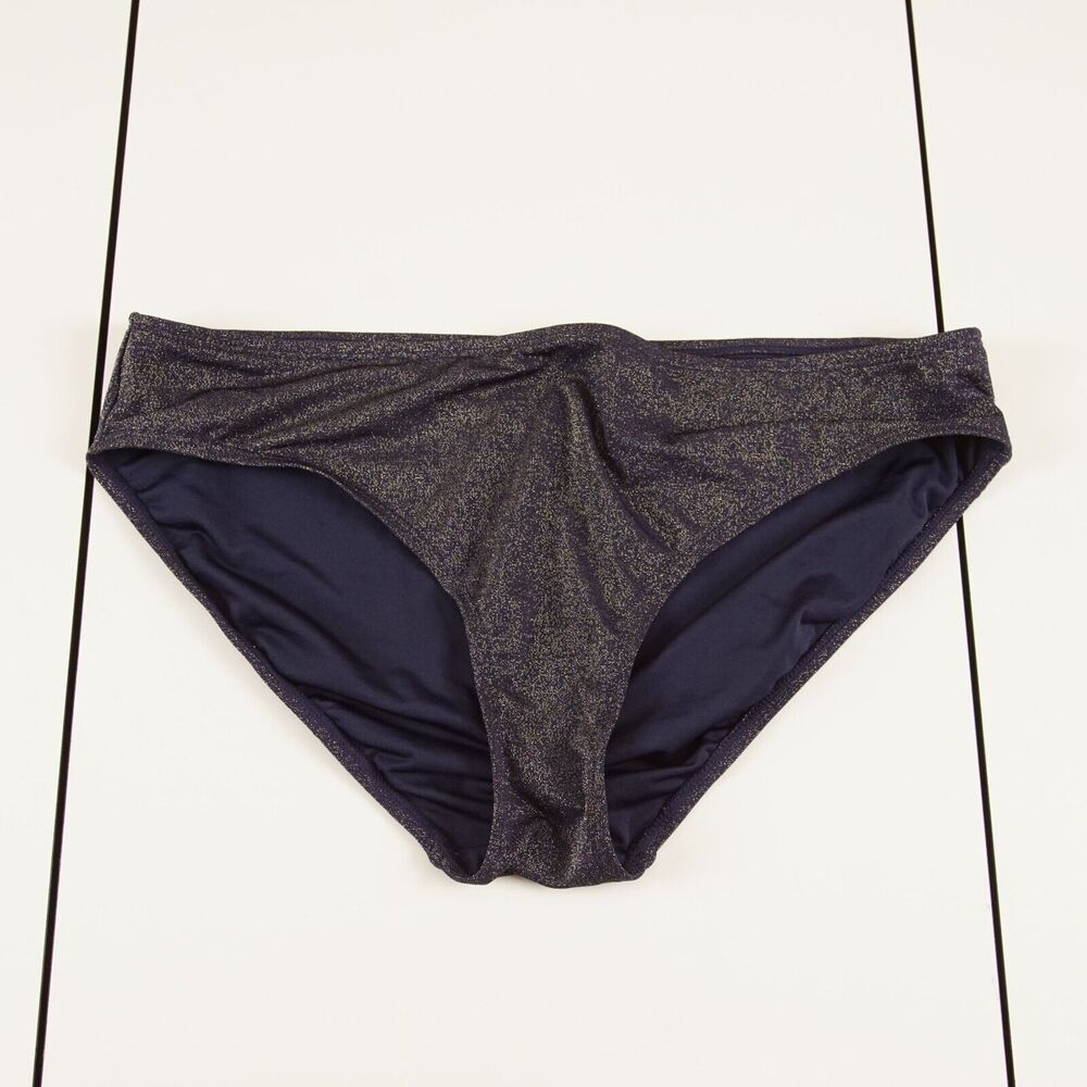 Andie Navy Blue Shimmer Bikini Bottom Womens Sz L